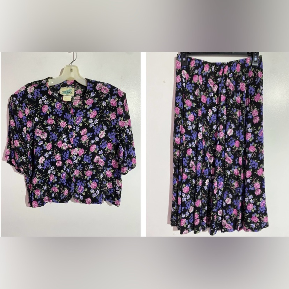 Vtg Susan Graver Skirt Top SET‎ 14 Floral Cottagecore Feminine Modest Prairie